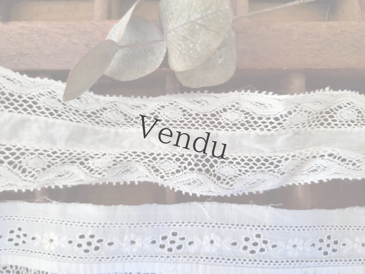 画像2: フランスアンティーク　刺繍レース 3本セット (2)