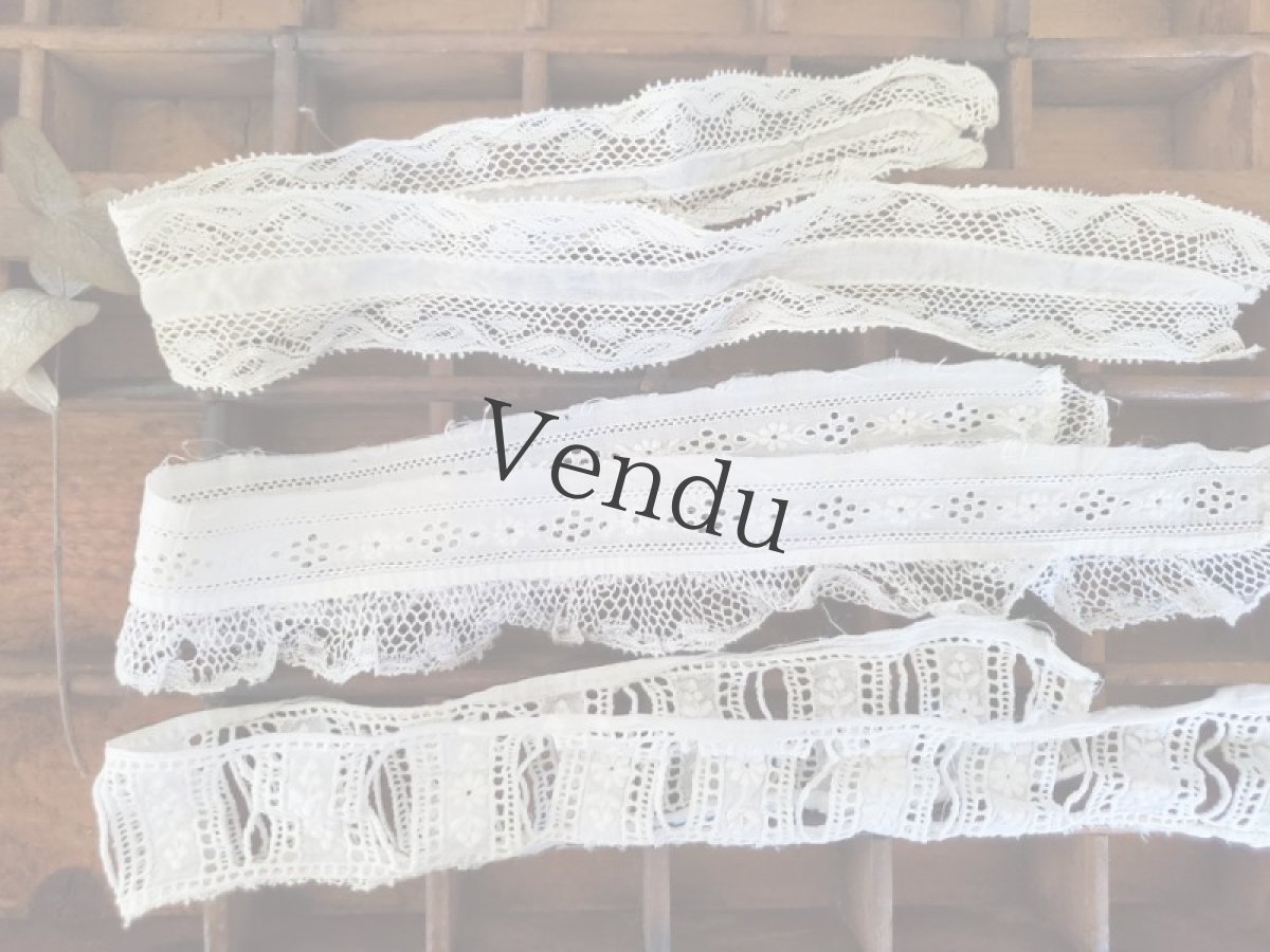 画像5: フランスアンティーク　刺繍レース 3本セット (5)