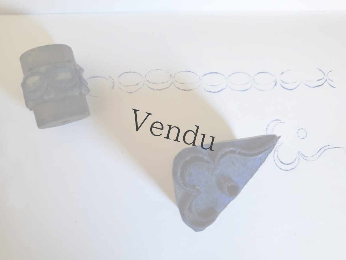 画像6: フランス 1900年前後 刺繍木製スタンプ 2こセット (6)