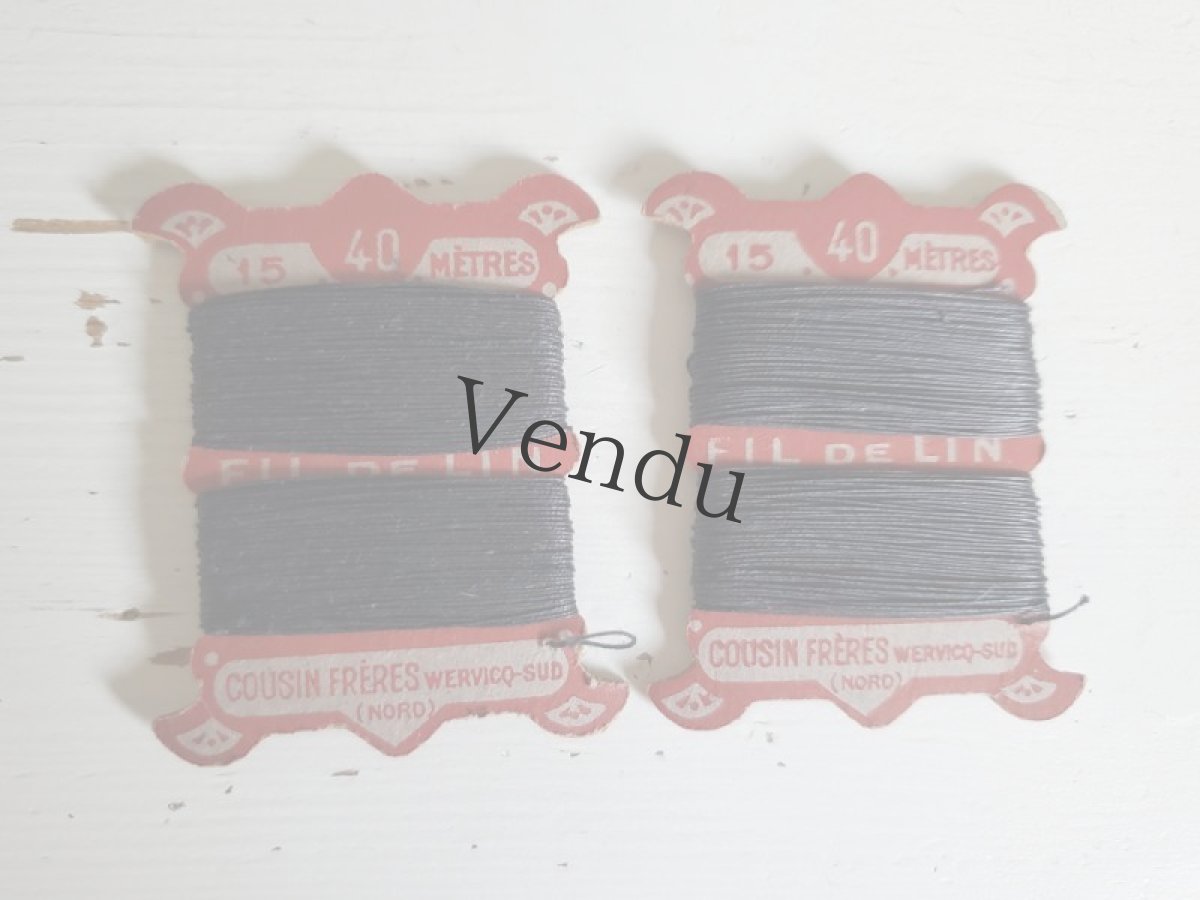 画像4: フランスアンティーク　リネン糸巻き 黒 COUSIN FRÈRES 40 (4)