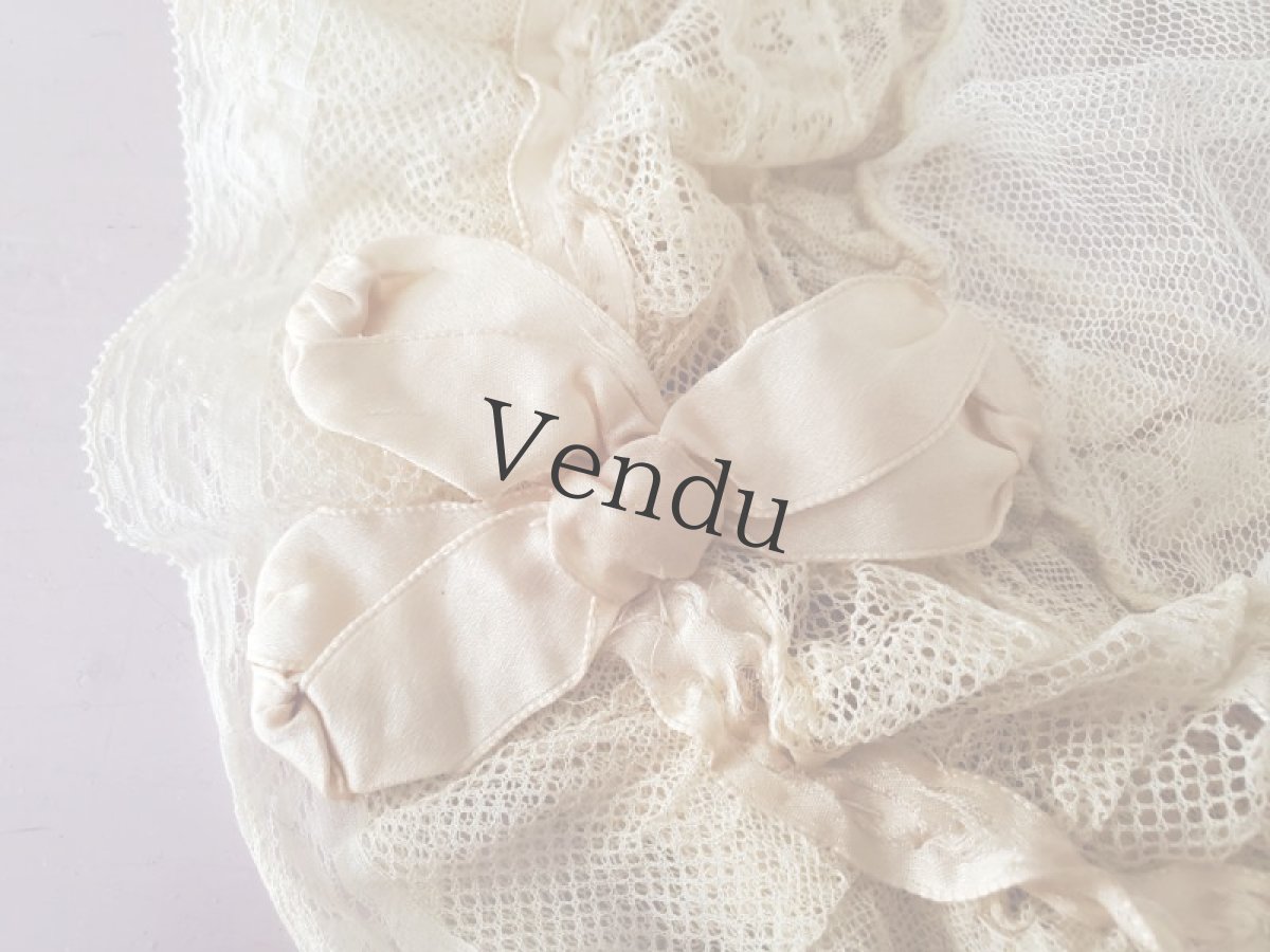 画像3: フランスアンティーク　チュールレースとモチーフ 小さなボネ　 (3)