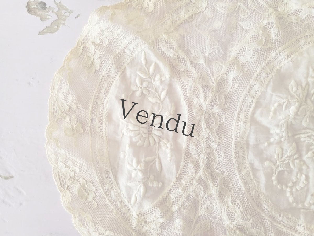 画像4: フランスアンティーク　ノルマンディレースのドイリー (4)