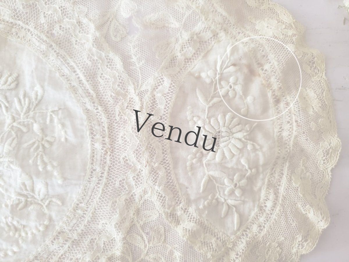 画像7: フランスアンティーク　ノルマンディレースのドイリー (7)