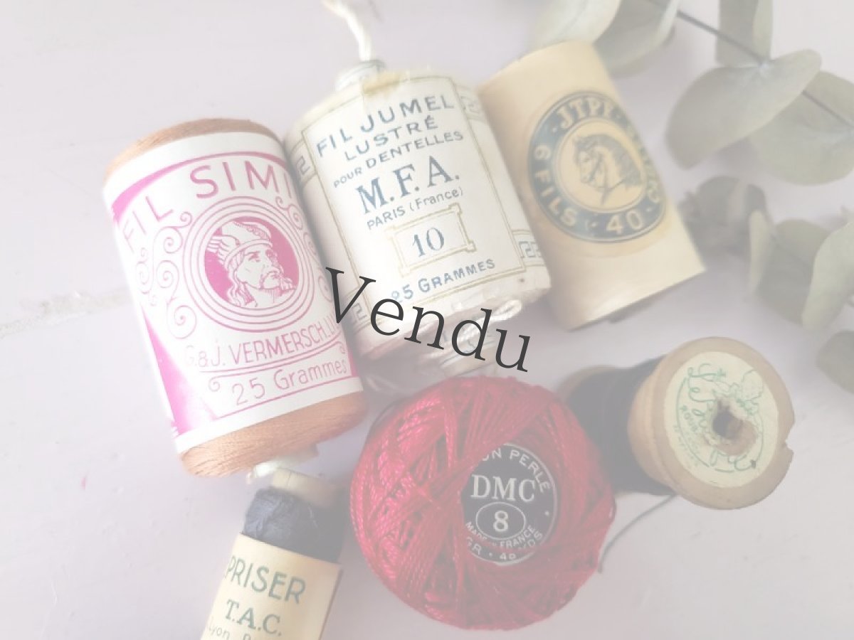 画像2: フランス蚤の市　ボビン＆糸玉 6種セット (2)