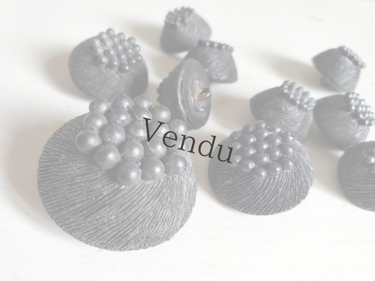 画像3: フランス 1900年前後　黒ボタン 10個セット 17-32mm (3)