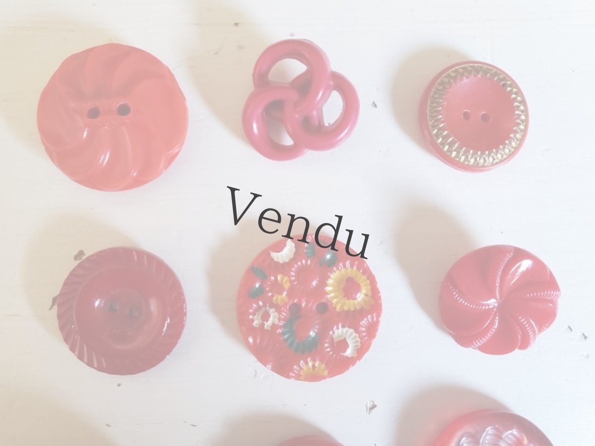 画像3: フランスヴィンテージ  ボタンアソート《Rouge》9個セット (3)