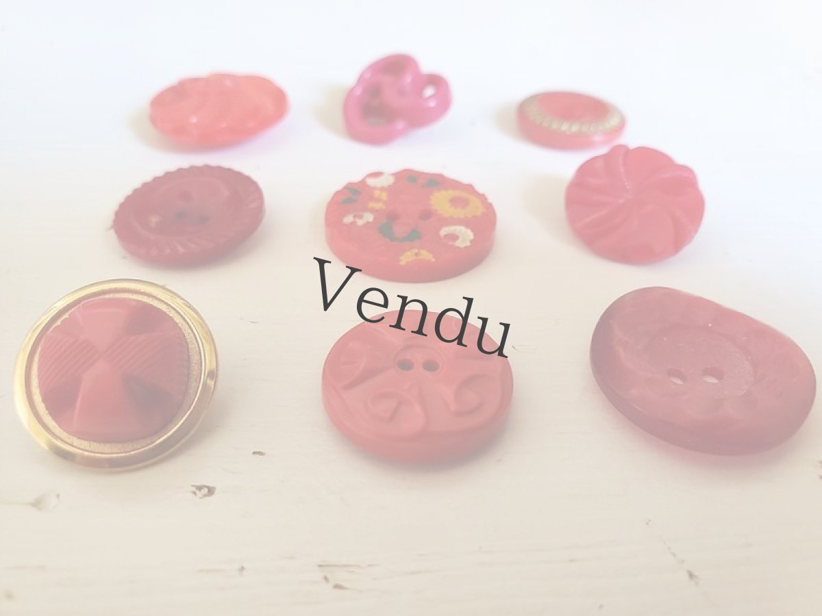 画像5: フランスヴィンテージ  ボタンアソート《Rouge》9個セット (5)