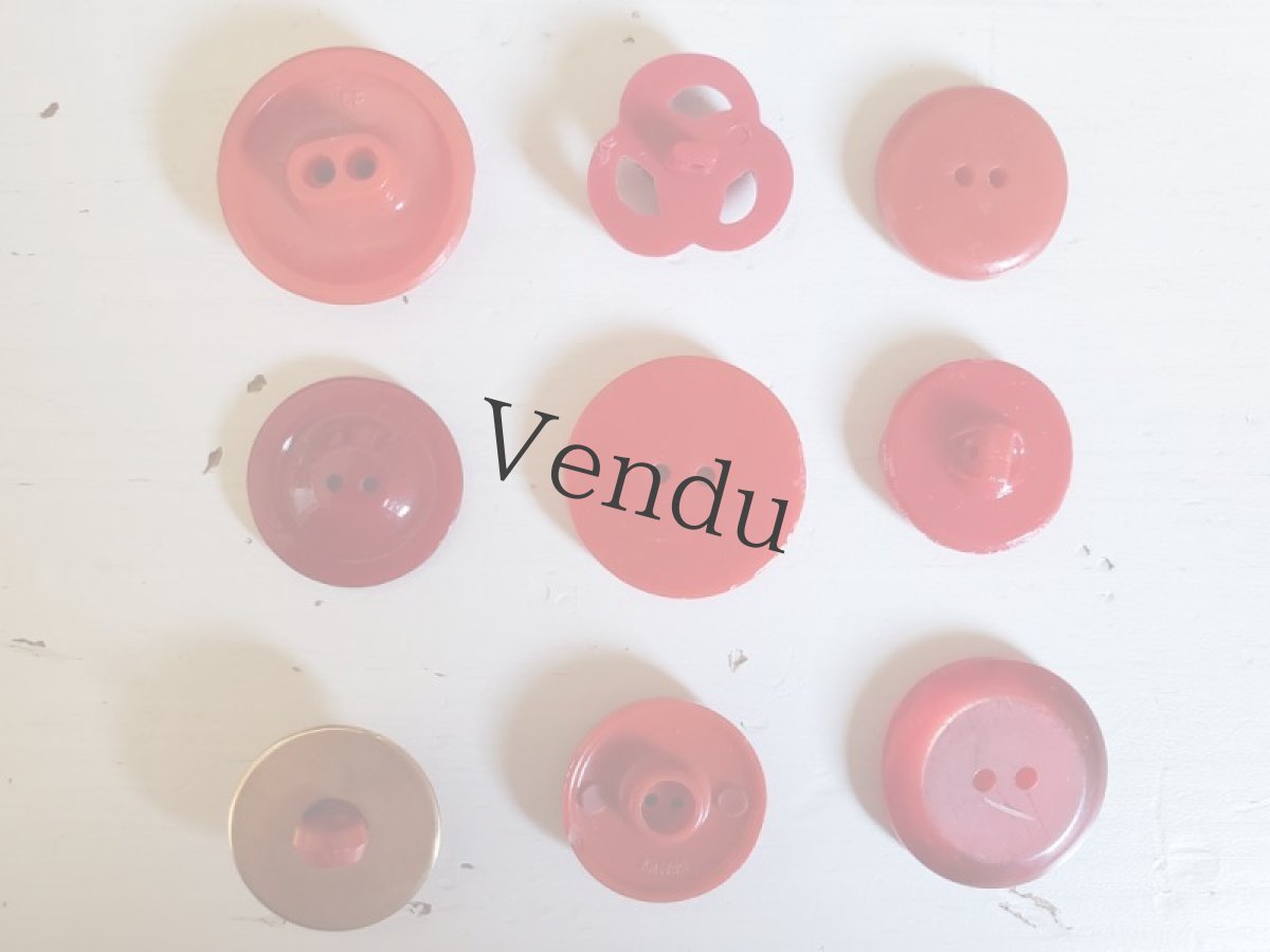 画像6: フランスヴィンテージ  ボタンアソート《Rouge》9個セット (6)