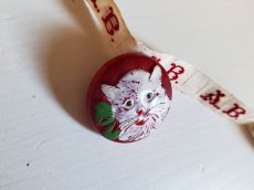 画像3: フランスヴィンテージ  木製ボタン ねこ 22mm (3)