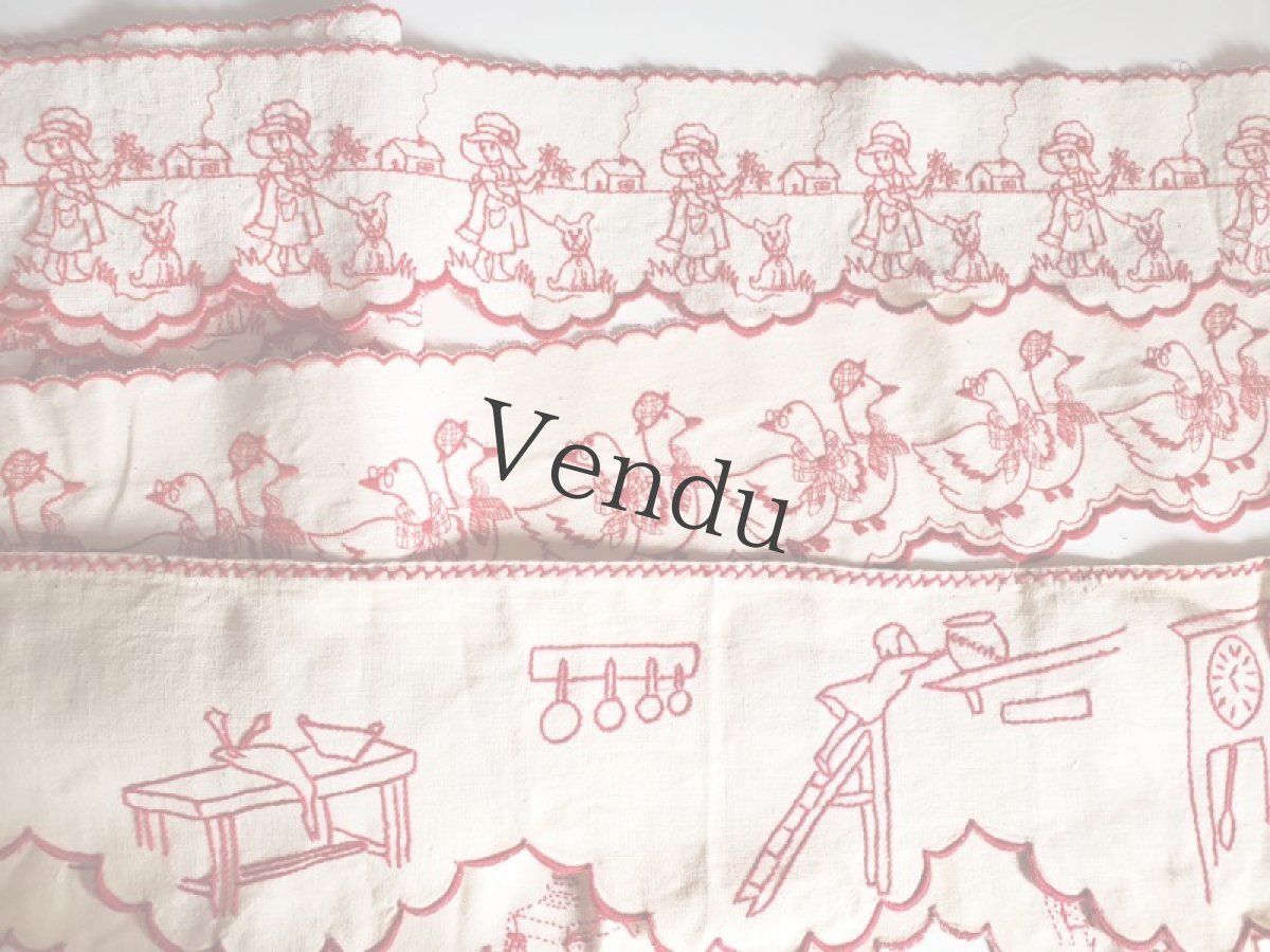 画像4: フランスヴィンテージ　刺繍リボントリム　ガチョウカップル 94cm(12絵柄分)〜 (4)