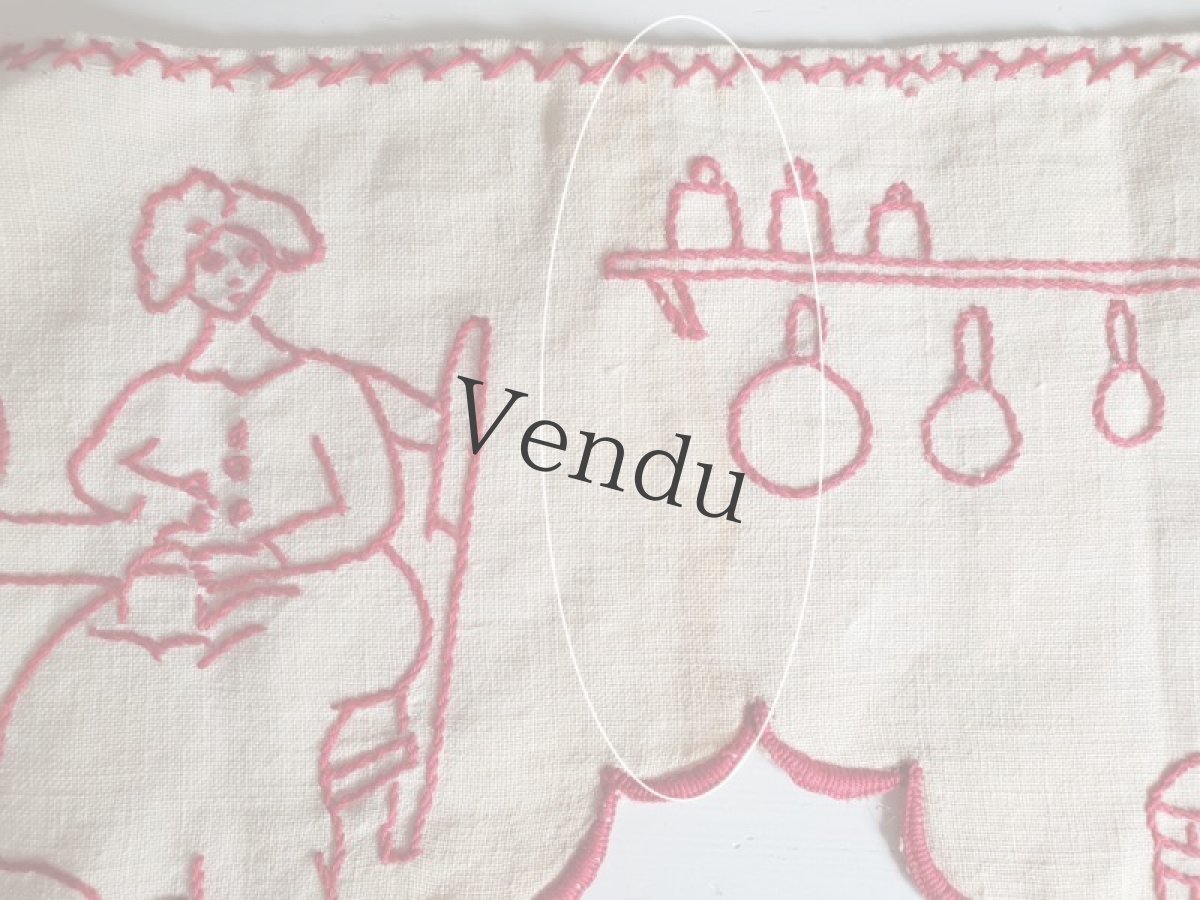 画像5: フランスヴィンテージ　刺繍リボントリム　おうち時間 161cm (5)