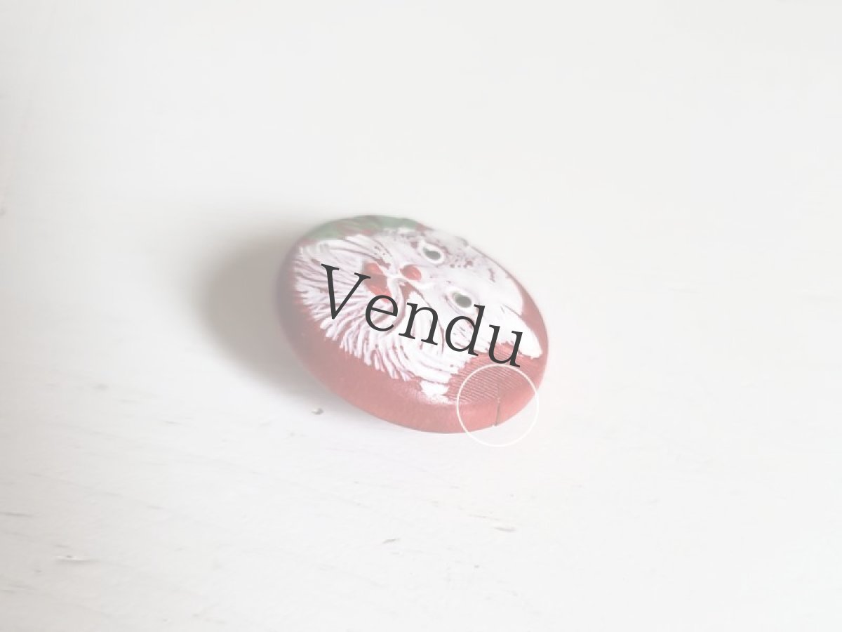 画像5: フランスヴィンテージ  木製ボタン ねこ 22mm (5)