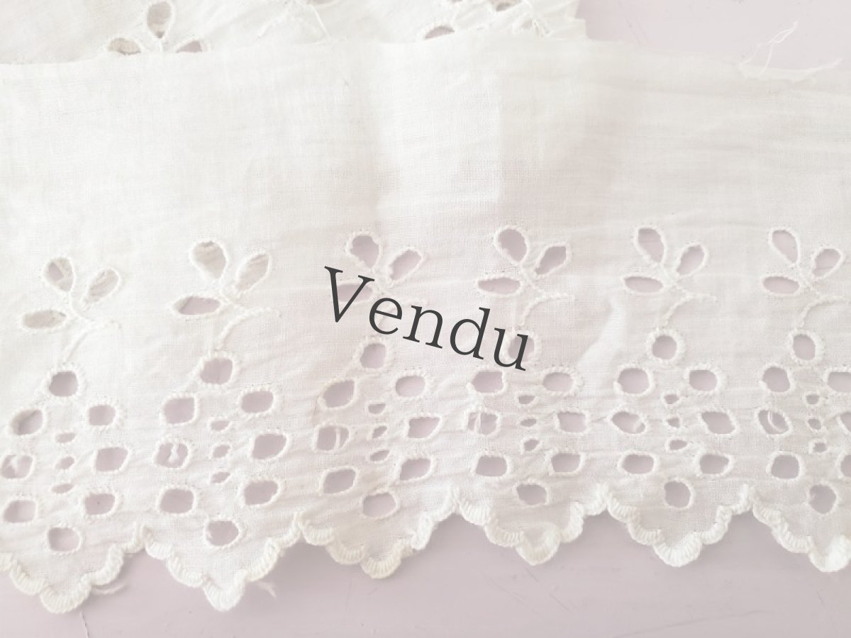 画像2: フランスヴィンテージ　カットワーク刺繍スカラップレース 120cm (2)