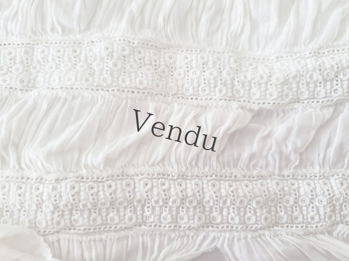 画像3: フランスアンティーク　小花の白糸刺繍 はぎれ 165cm (3)