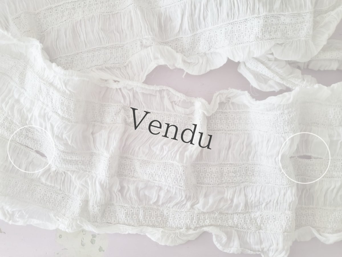 画像7: フランスアンティーク　小花の白糸刺繍 はぎれ 165cm (7)