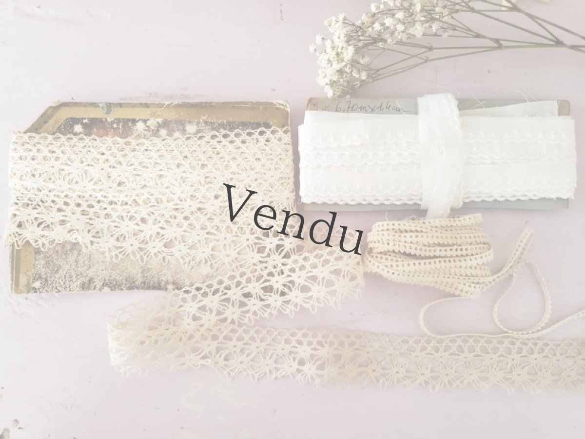 画像5: フランスヴィンテージ　台紙巻き 刺繍スカラップレース 690cm (5)