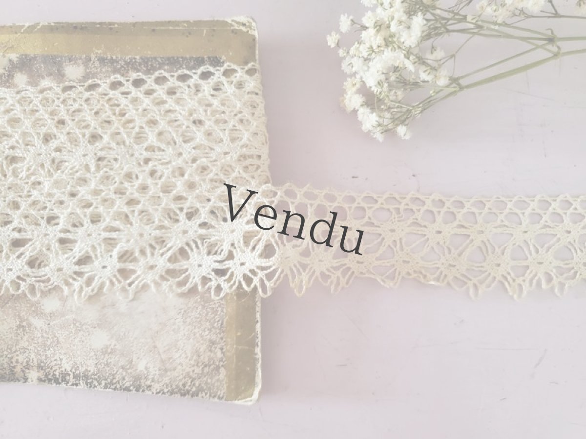 画像2: フランスアンティーク　台紙巻きト－ションレース 425cm (2)