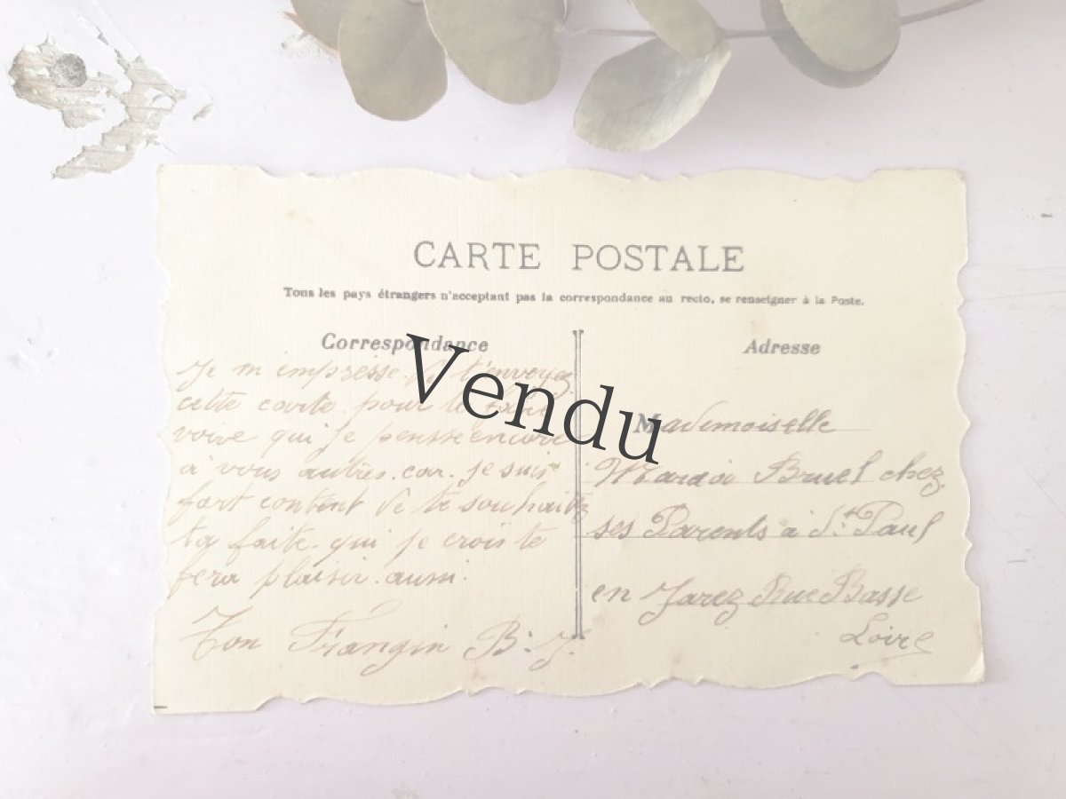 画像4: フランス 1900-20年代 ポストカード ツバメとすみれ (4)