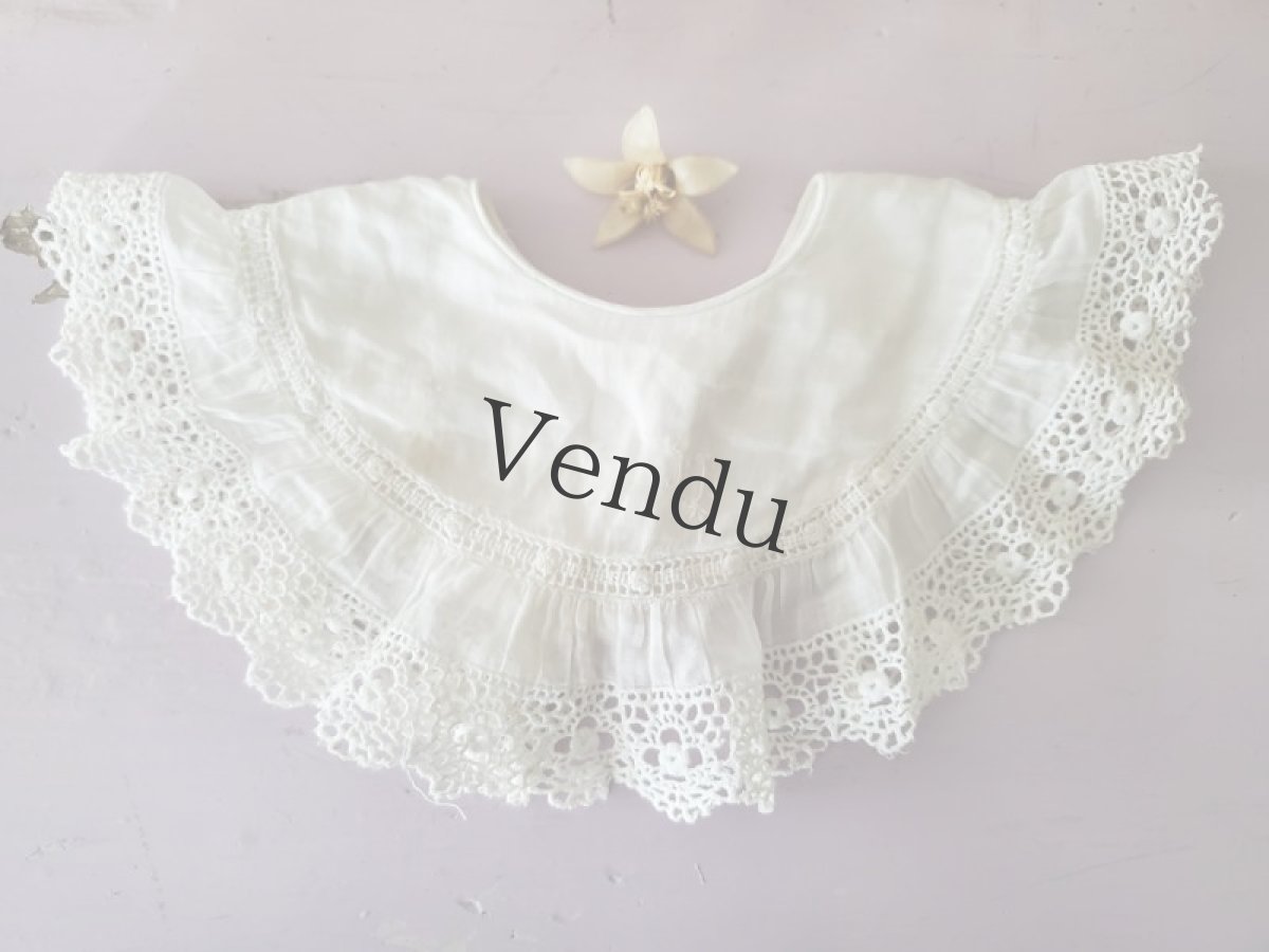 画像2: フランスアンティーク　イニシャル刺繍入りバボワール (2)