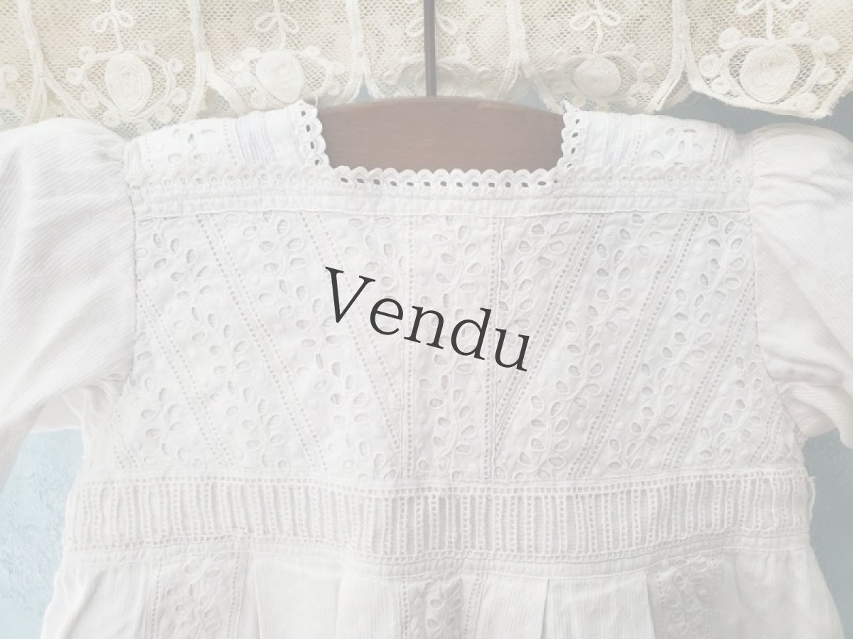 画像2: フランスヴィンテージ　べべ 白ドレス (2)