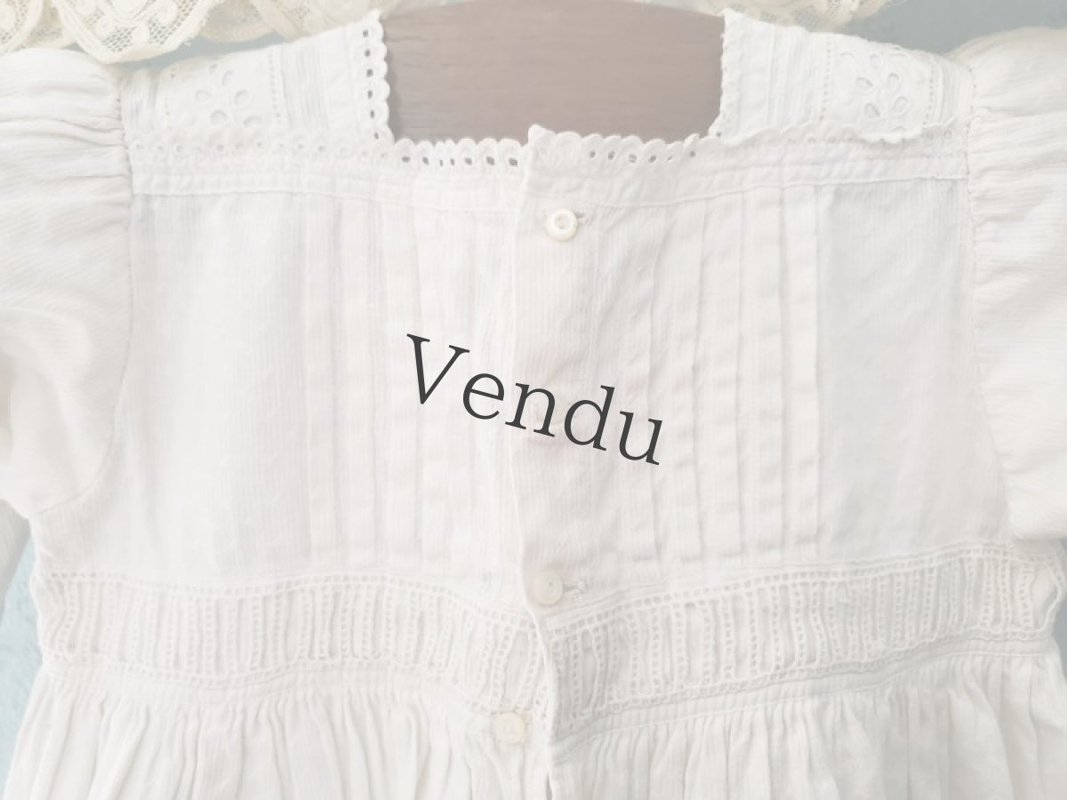 画像7: フランスヴィンテージ　べべ 白ドレス (7)