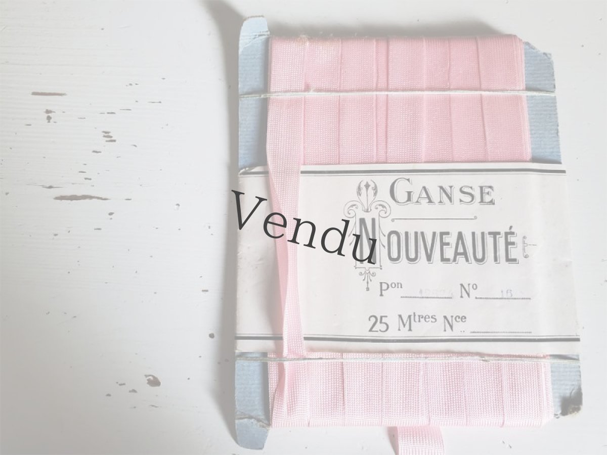 画像5: フランスヴィンテージ　未使用 ラベル付き台紙巻きリボン (5)