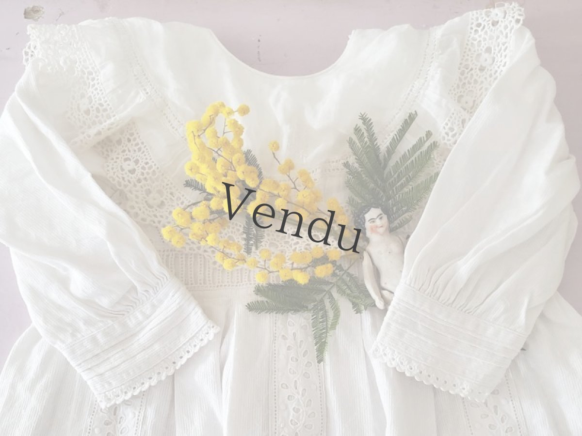 画像10: フランスアンティーク　イニシャル刺繍入りバボワール (10)