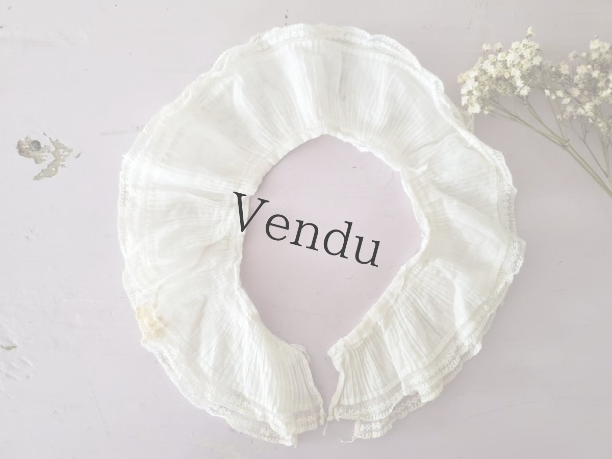 画像7: フランスアンティーク　プリーツの小さなつけ襟 (7)