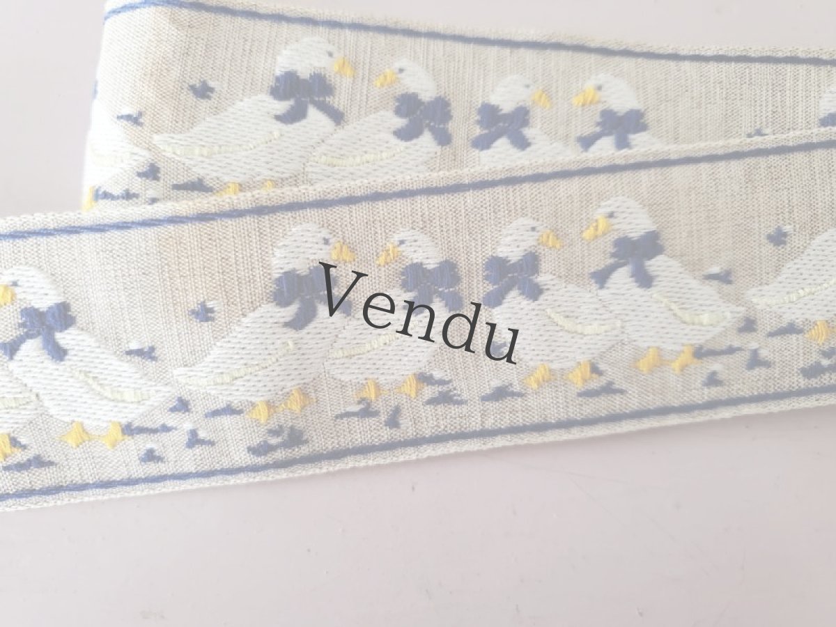 画像3: フランスヴィンテージ　刺繍リボン お洒落なガチョウ 309cm (3)