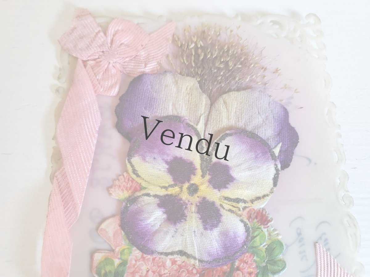 画像2: フランス 1900年前後 セルロイド製ポストカード パンジー 1er Avril (2)