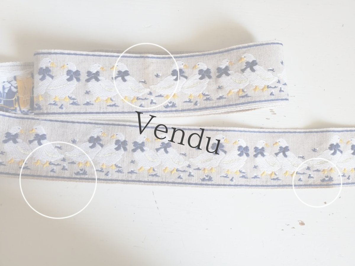 画像5: フランスヴィンテージ　刺繍リボン お洒落なガチョウ 309cm (5)