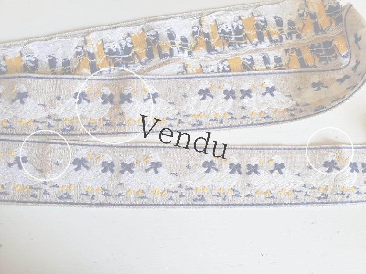画像6: フランスヴィンテージ　刺繍リボン お洒落なガチョウ 309cm (6)