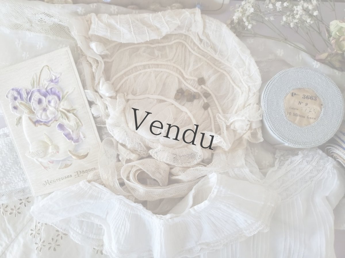 画像9: フランスアンティーク　プリーツの小さなつけ襟 (9)