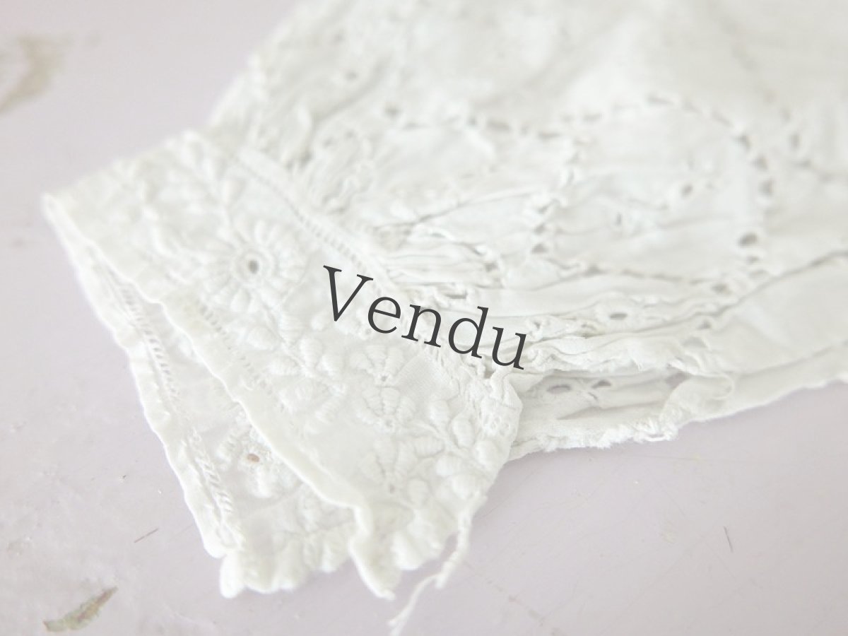 画像3: フランスアンティーク　カットワーク刺繍のおそで(片腕) (3)