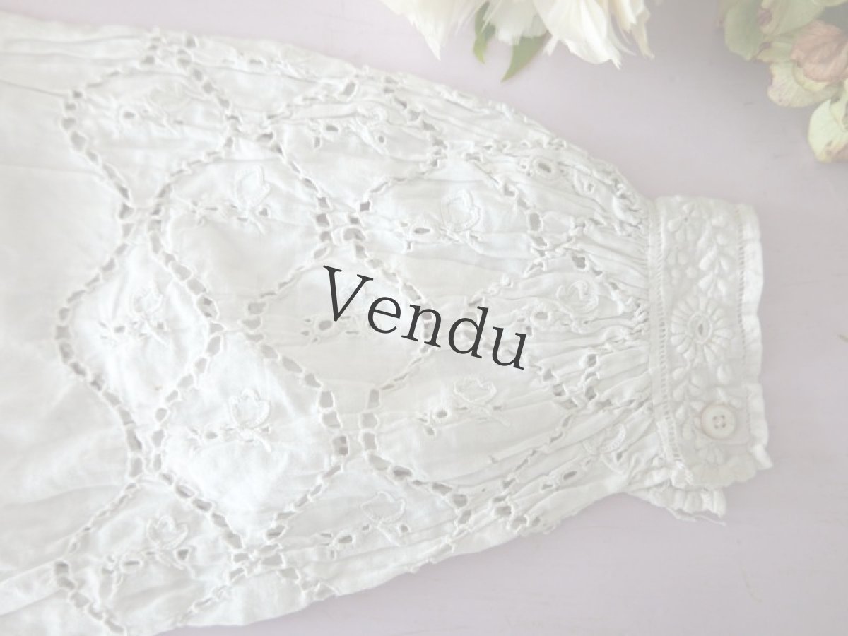 画像5: フランスアンティーク　カットワーク刺繍のおそで(片腕) (5)