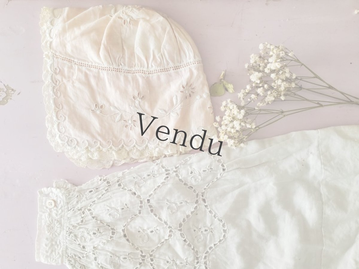 画像9: フランスアンティーク　カットワーク刺繍のおそで(片腕) (9)