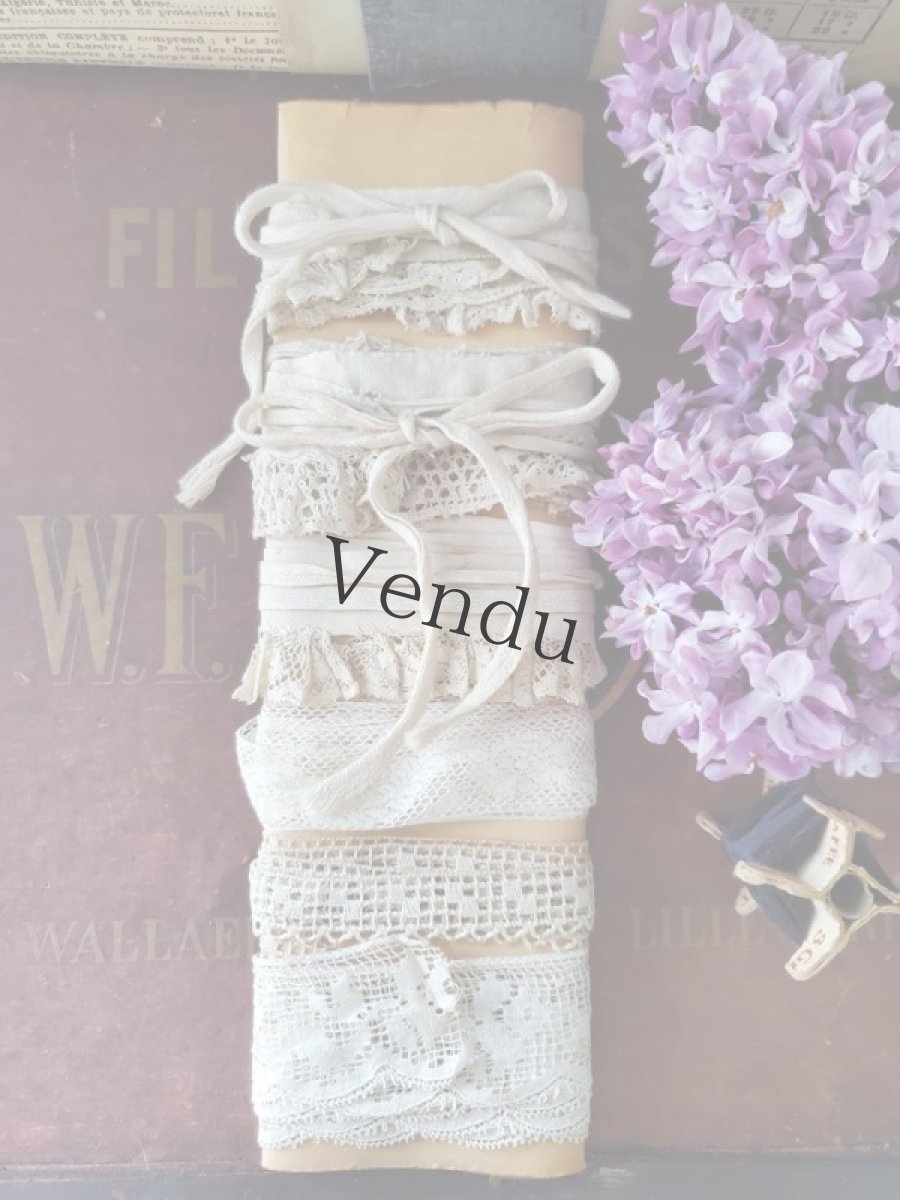 画像2: フランスアンティーク　台紙巻き色々レース 6種類セット (2)