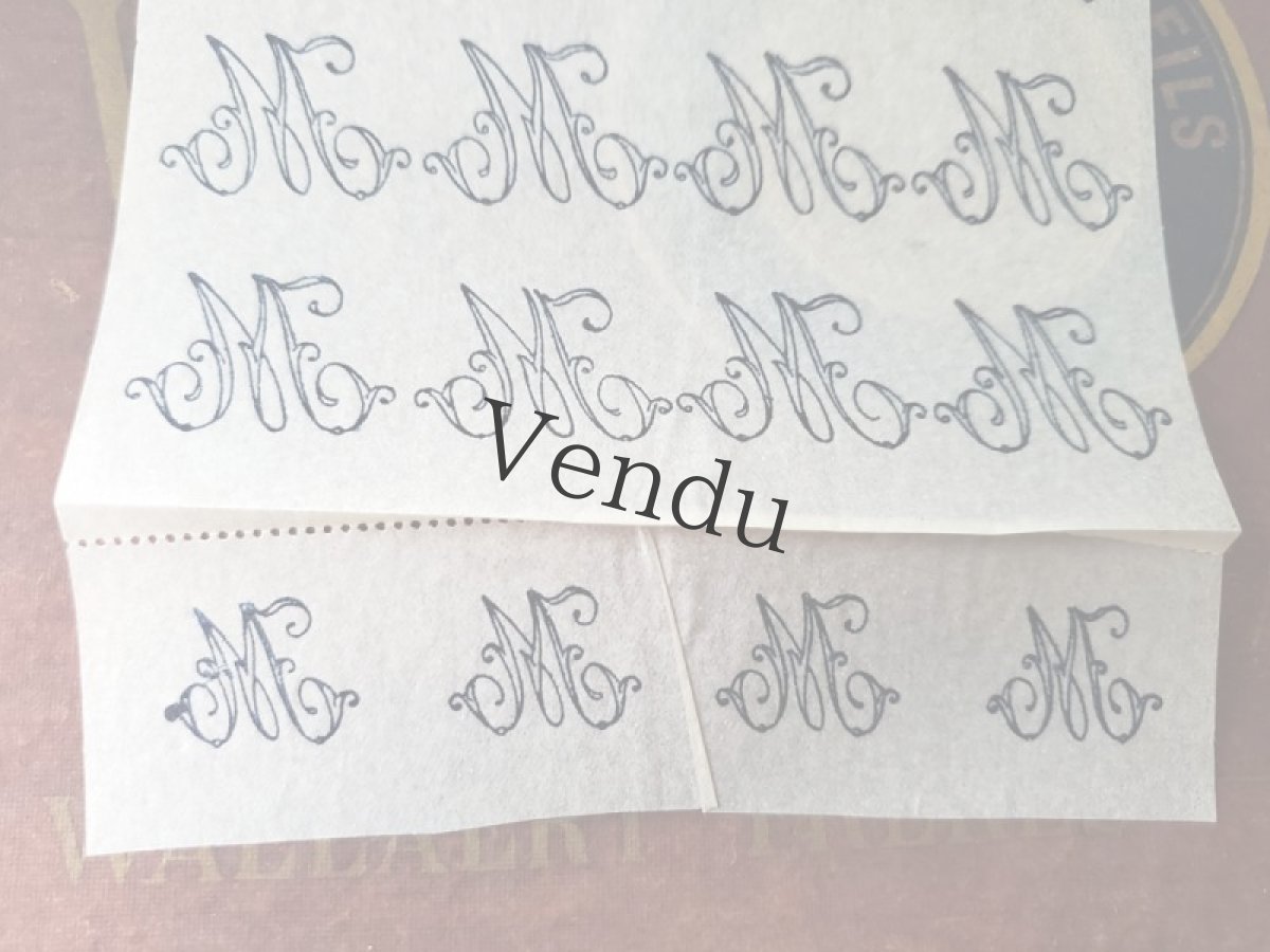 画像6: フランス 1900年前後 イニシャル刺繍シート Sèrie2《M》L.V. (6)