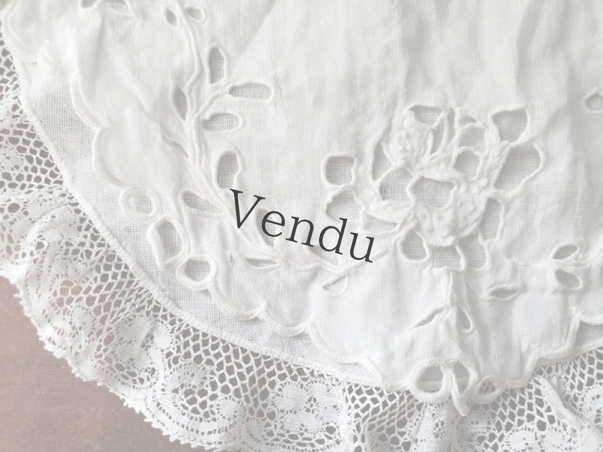 画像3: フランスヴィンテージ　カットワーク刺繍のバボワール (3)