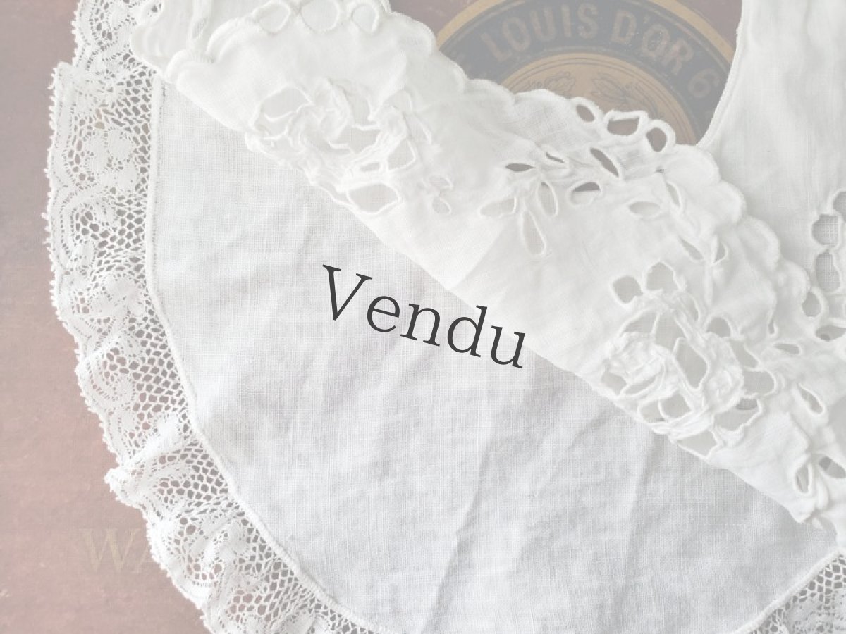 画像4: フランスヴィンテージ　カットワーク刺繍のバボワール (4)