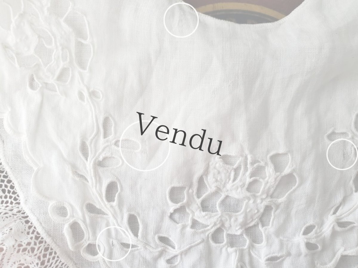 画像6: フランスヴィンテージ　カットワーク刺繍のバボワール (6)