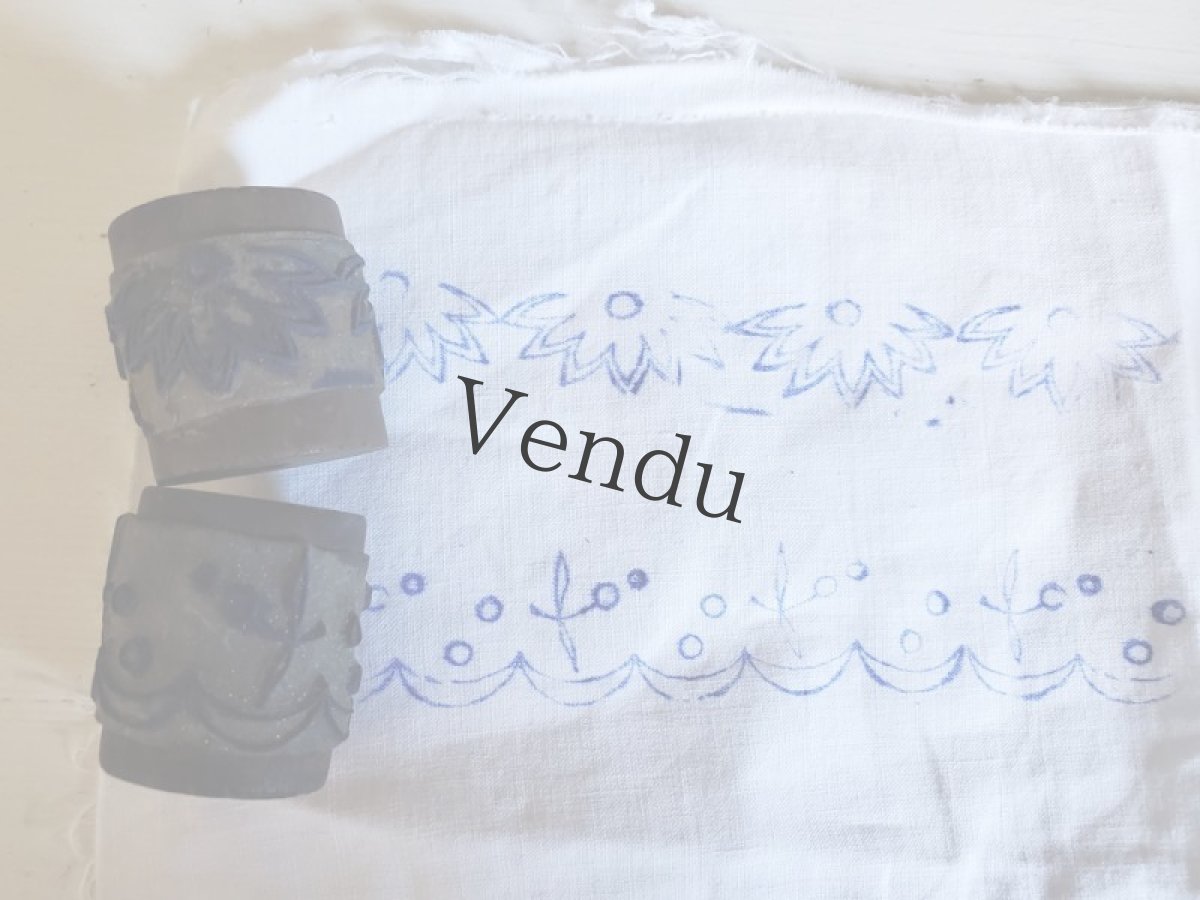 画像8: フランス 1900年前後 刺繍木製スタンプ 5こセット24-29mm (8)