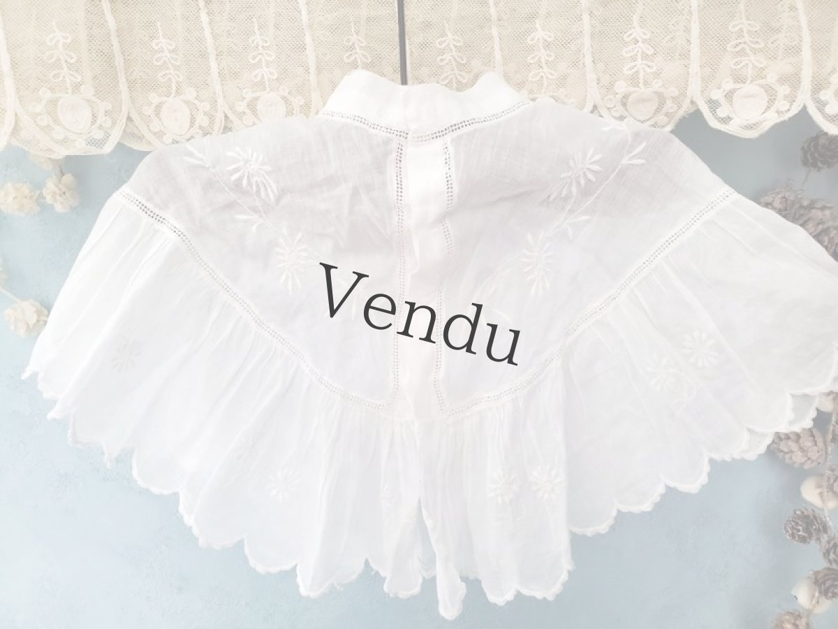 画像3: フランスヴィンテージ　マーガレット刺繍のつけ襟 (3)