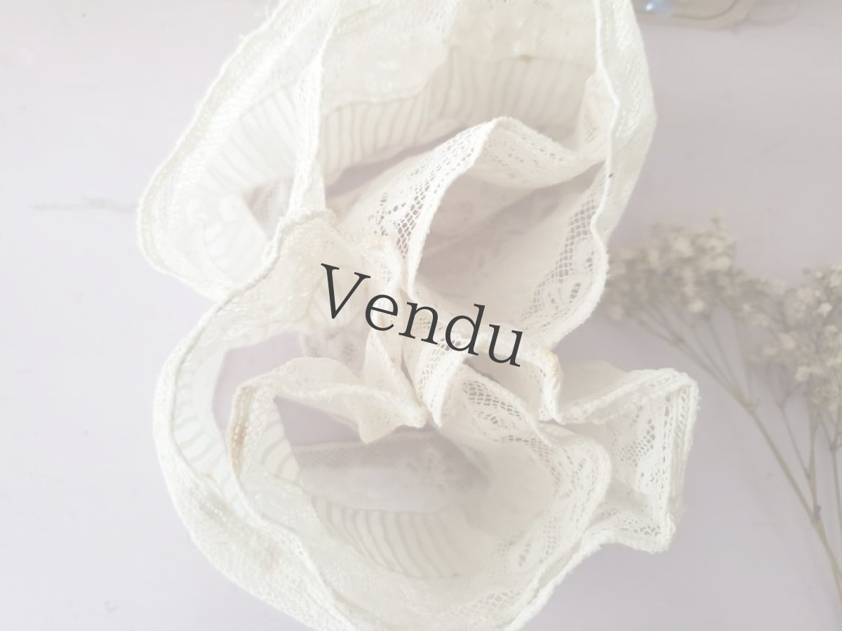 画像7: フランスアンティーク　円形ピンタック入りはぎれ 2枚セット (7)