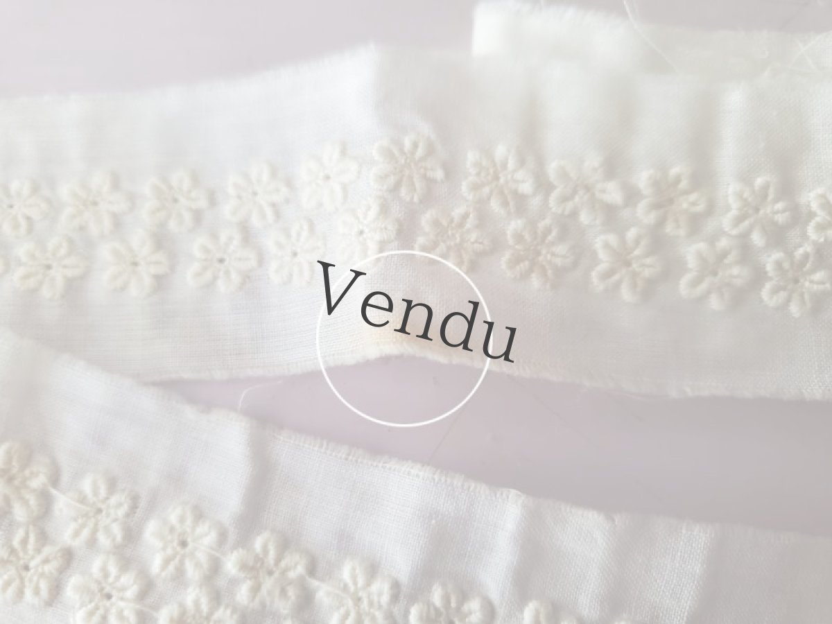 画像5: フランスアンティーク　小花の刺繍ブレード134cm (5)