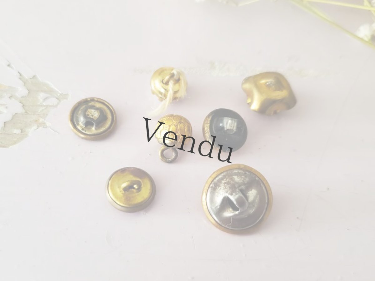 画像4: フランスヴィンテージ ゴールドボタン7個セット  9〜13mm (4)