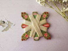 画像1: フランス 1900年前後 リネン糸巻き300 CARTE AUX ROSES (1)
