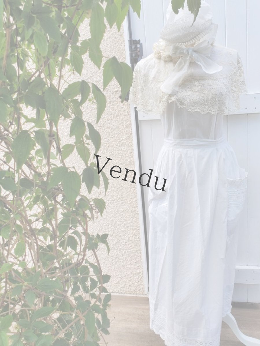 画像7: フランスアンティーク　ボネ ムースリン (7)