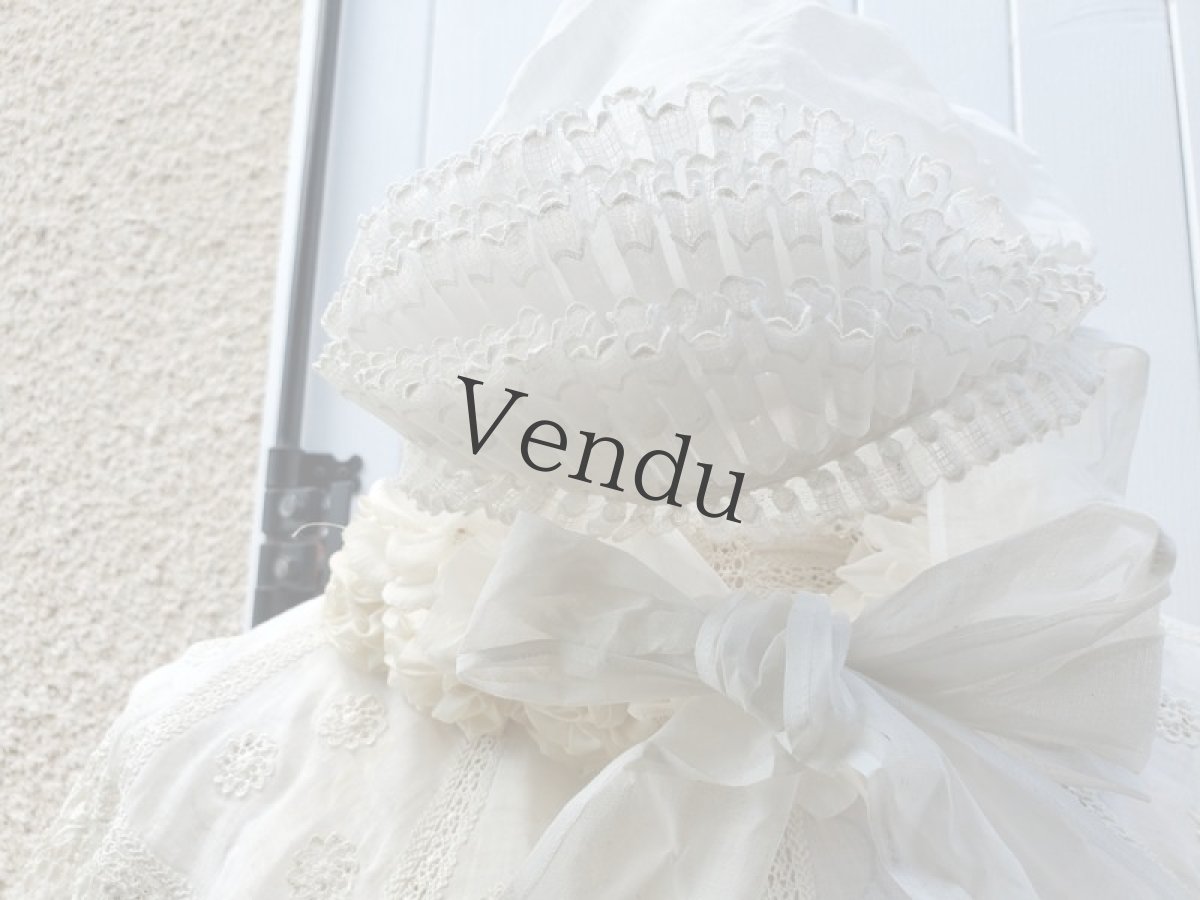 画像2: フランスアンティーク　ボネ ムースリン (2)