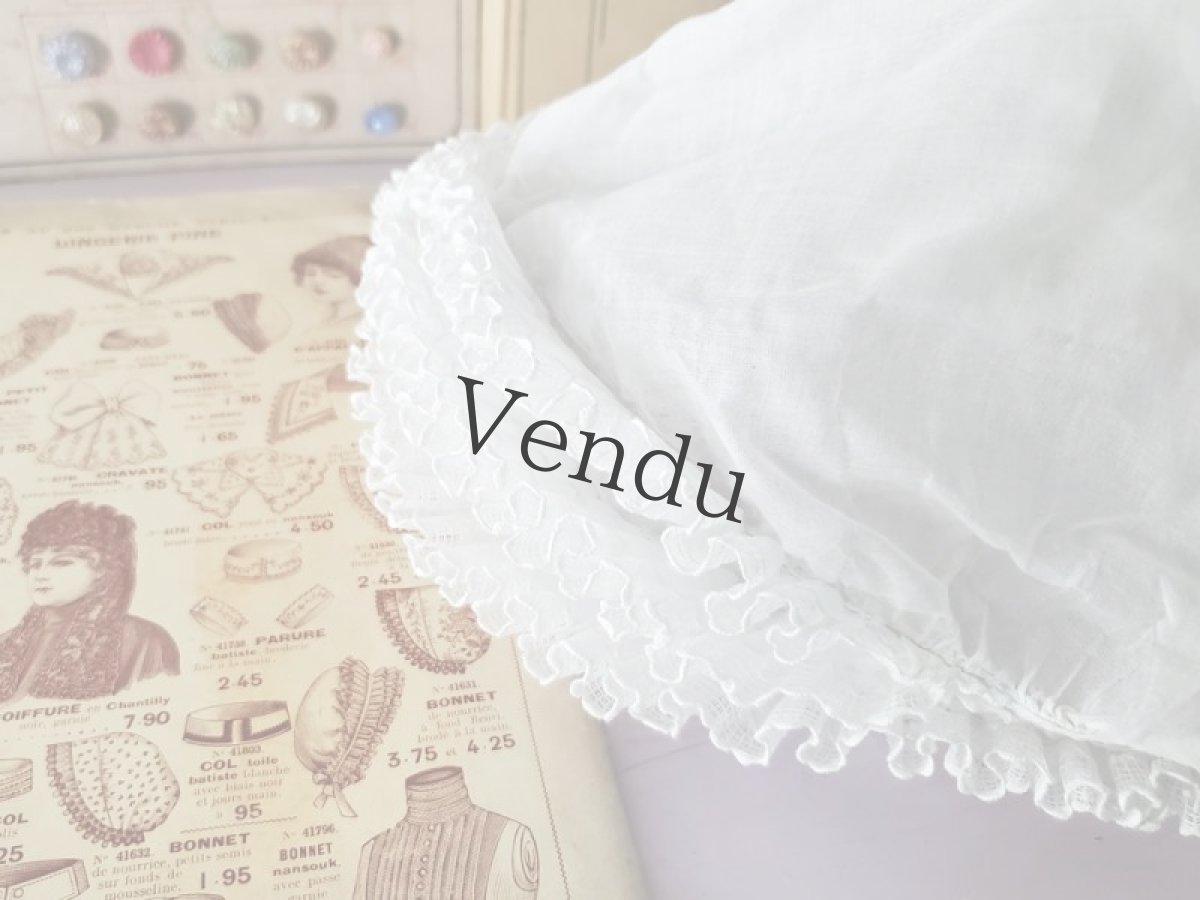 画像6: フランスアンティーク　ボネ ムースリン (6)